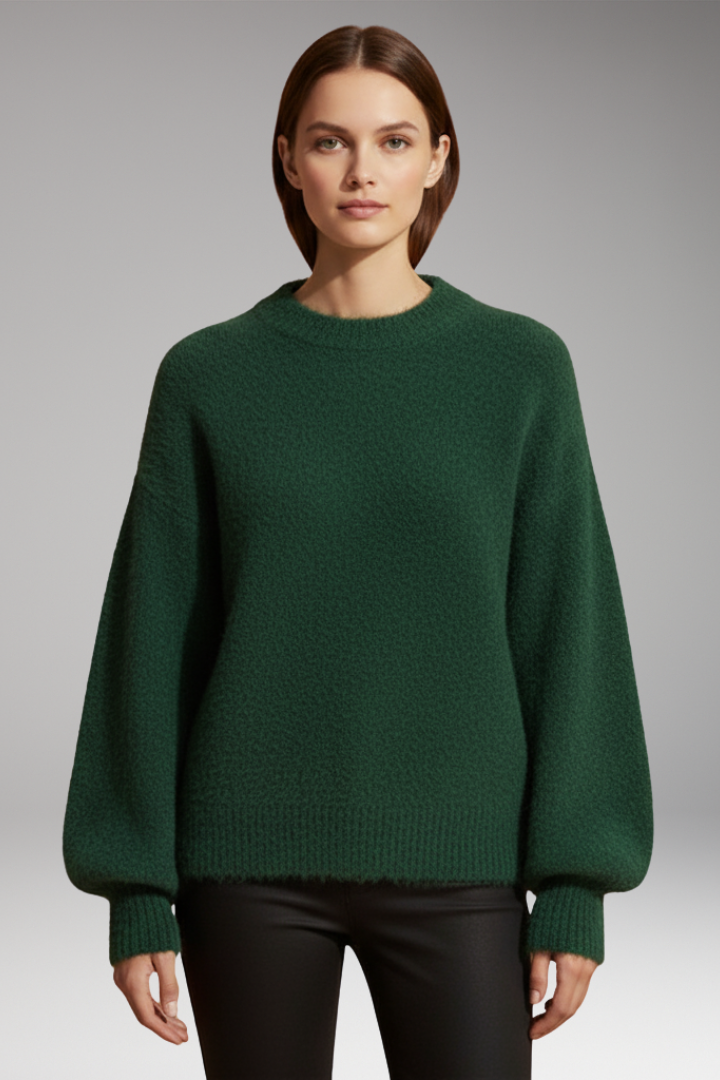 Women’s Jumper with High Neck and Textured Surface