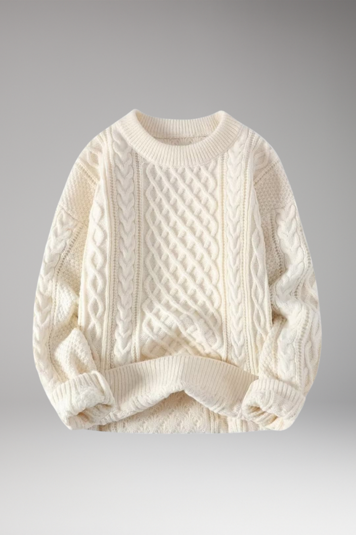 Women’s Jumper with Round Neck and Cable Knit Texture