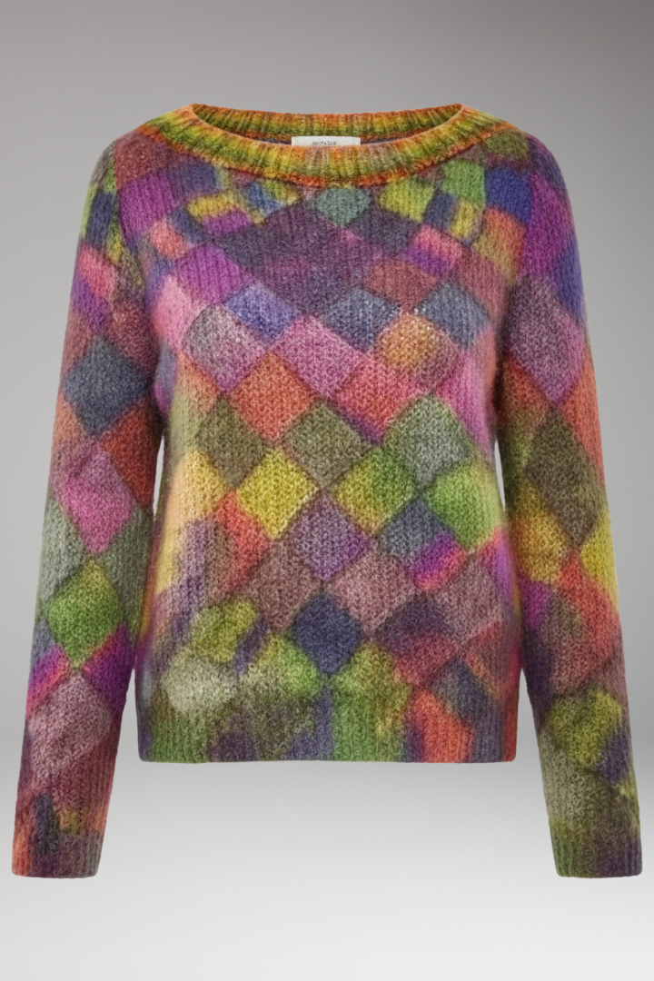 Women’s Jumper with Round Neck and Patterned Surface