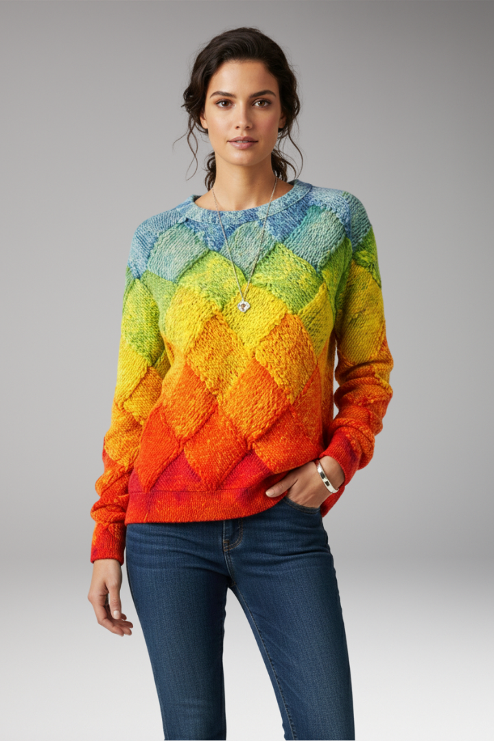 Women’s Jumper with Round Neck and Textured Pattern