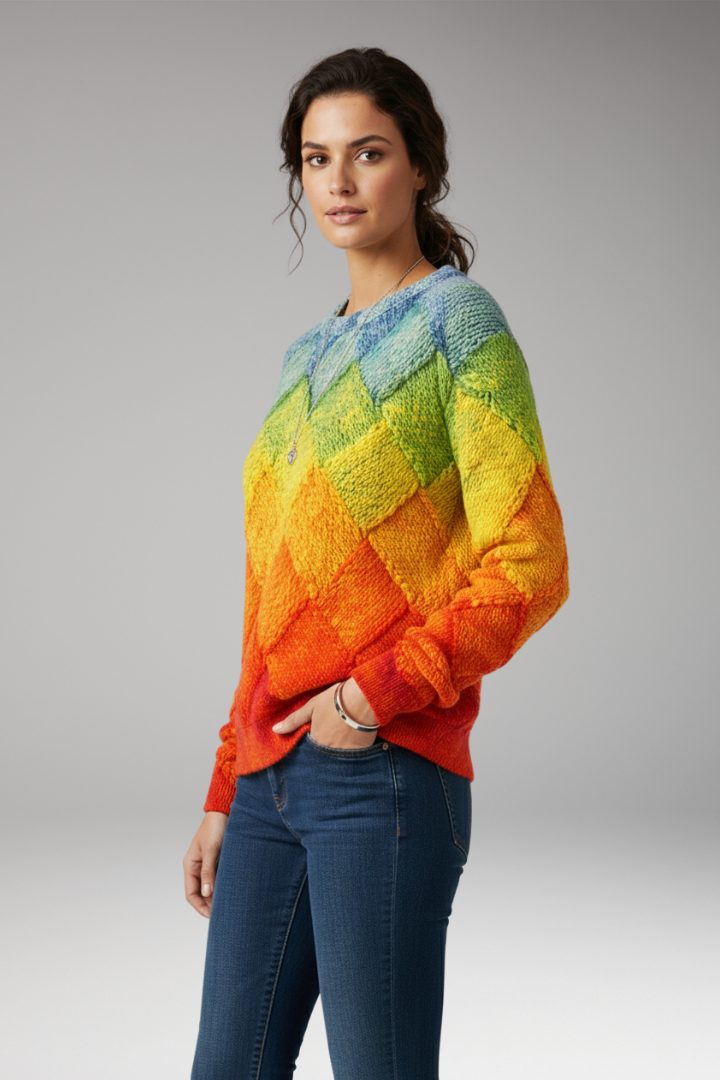 Women’s Jumper with Round Neck and Textured Pattern