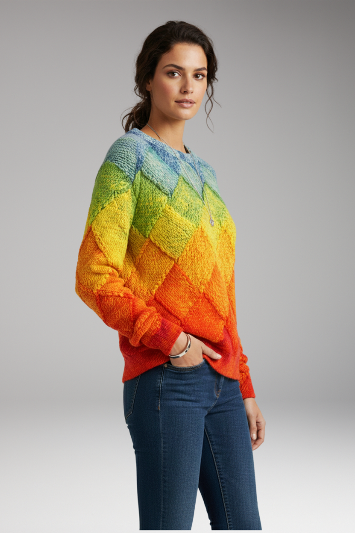 Women’s Jumper with Round Neck and Textured Pattern