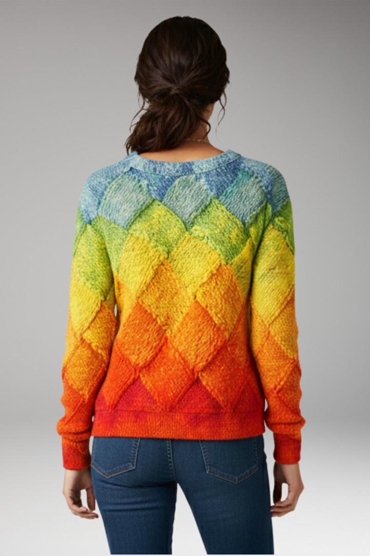Women’s Jumper with Round Neck and Textured Pattern