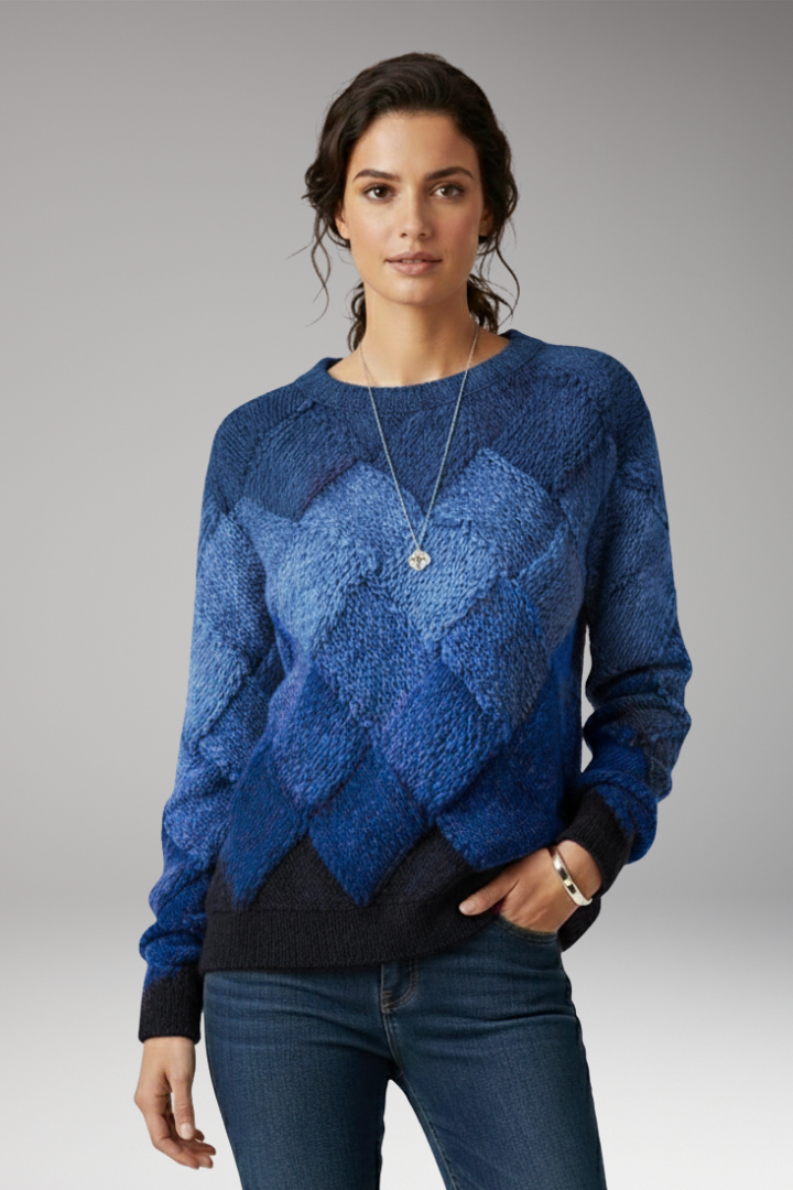 Women’s Jumper with Round Neck and Textured Pattern