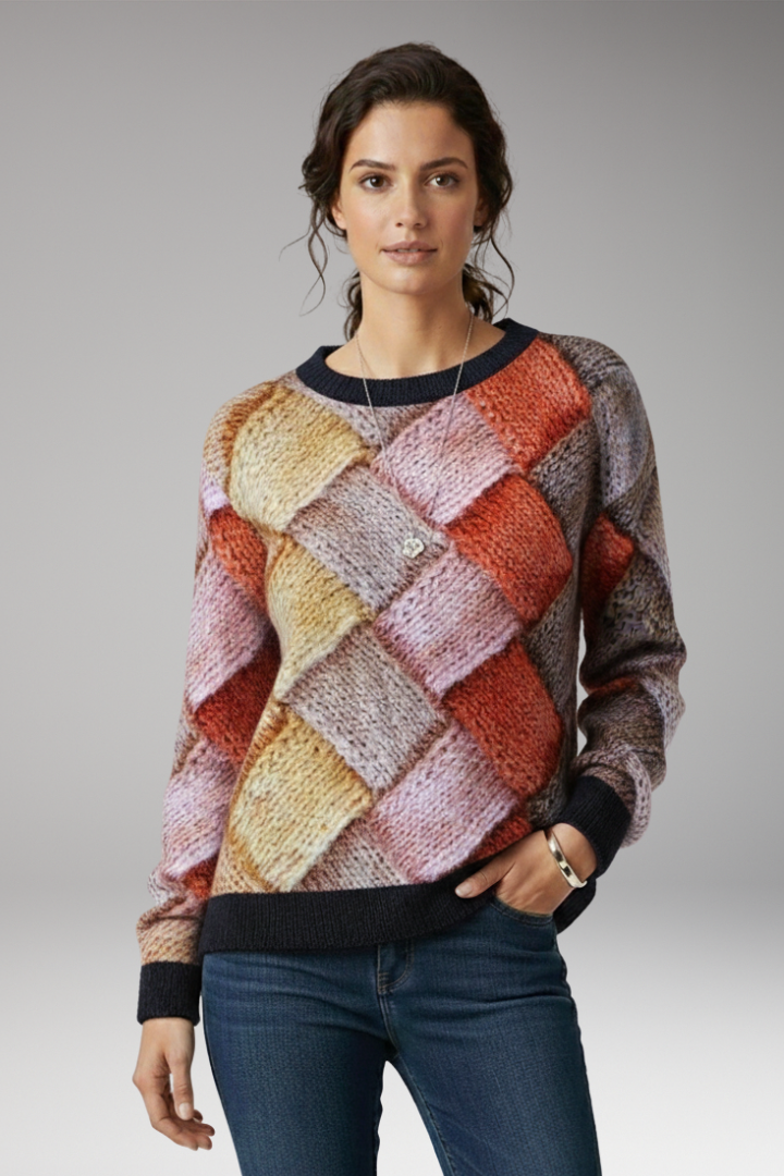 Women’s Jumper with Round Neck and Textured Pattern