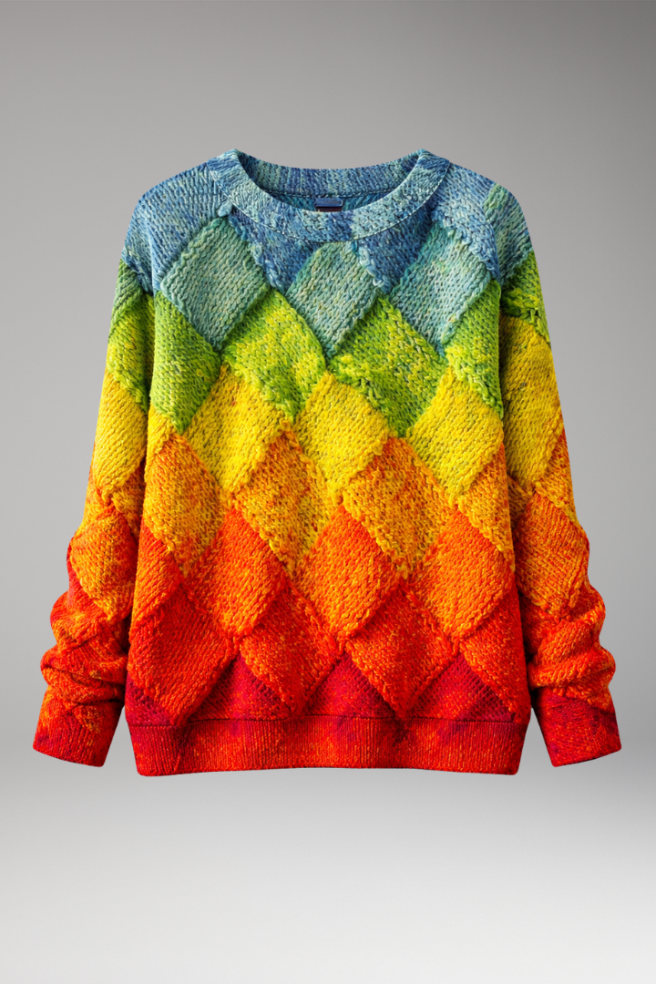 Women’s Jumper with Round Neck and Textured Pattern