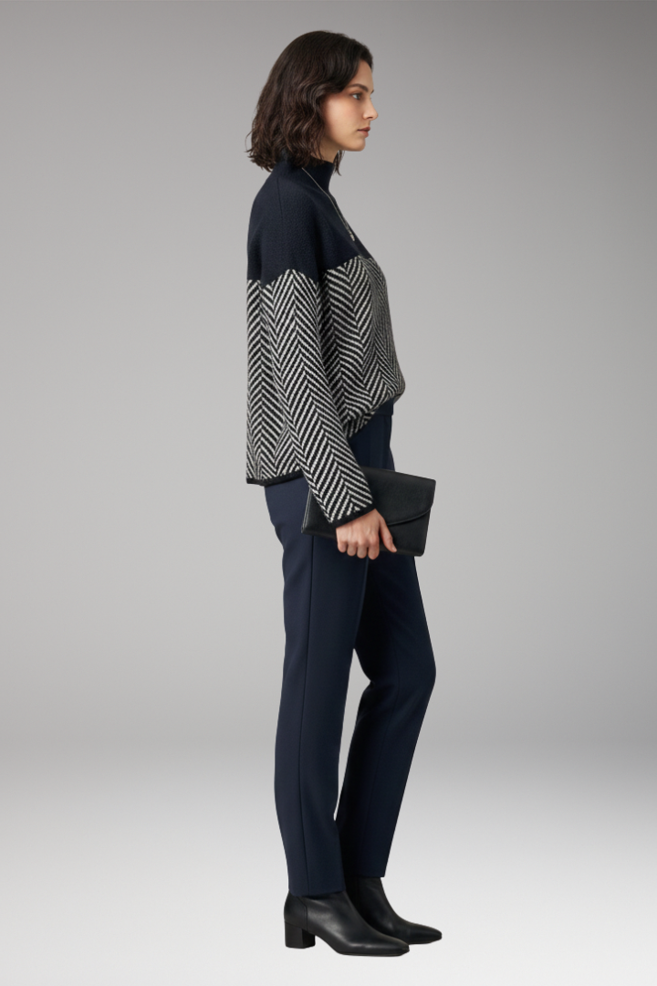 Women’s Jumper with Stand-Up Collar and Long Sleeves
