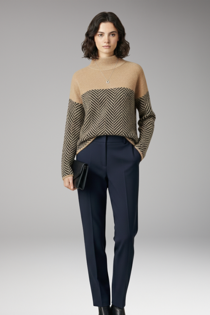 Women’s Jumper with Stand-Up Collar and Long Sleeves