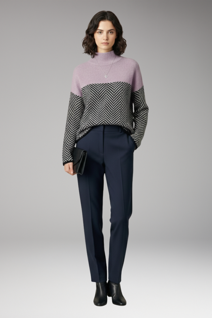 Women’s Jumper with Stand-Up Collar and Long Sleeves