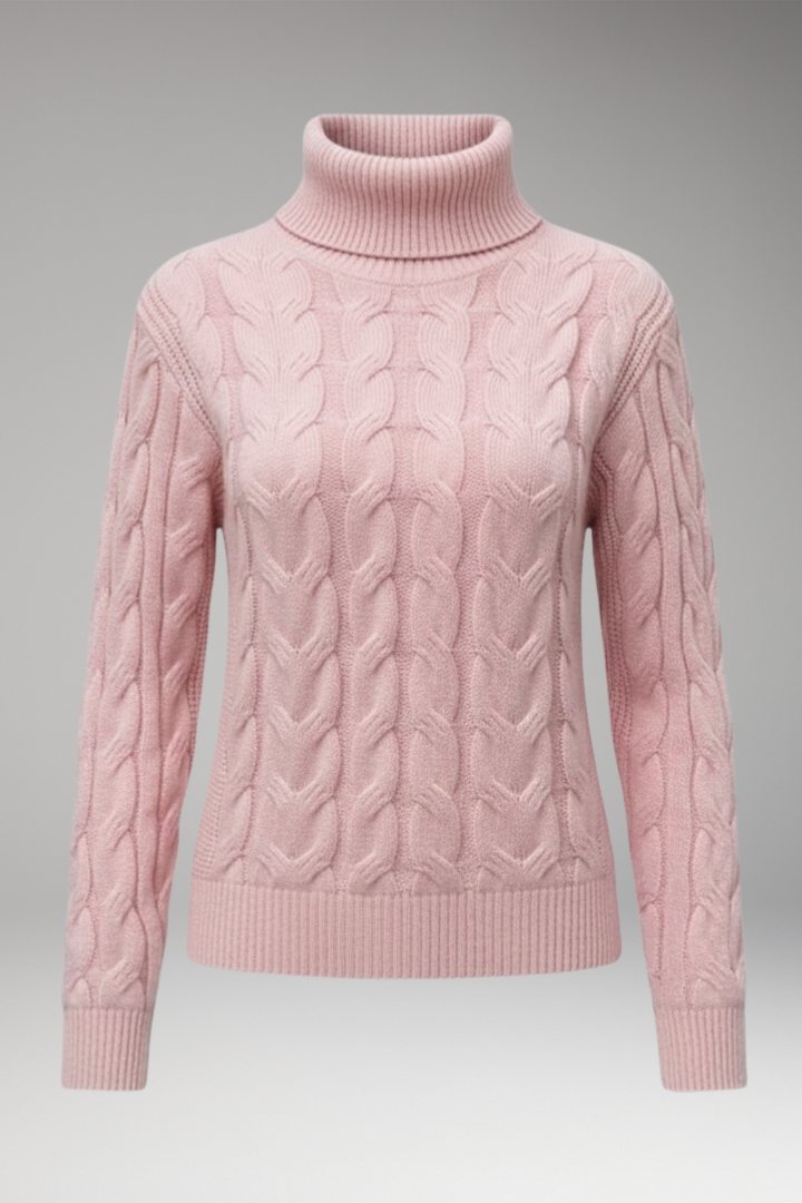 Women’s Jumper with Turtleneck and Cable Texture