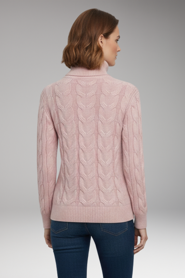 Women’s Jumper with Turtleneck and Cable Texture