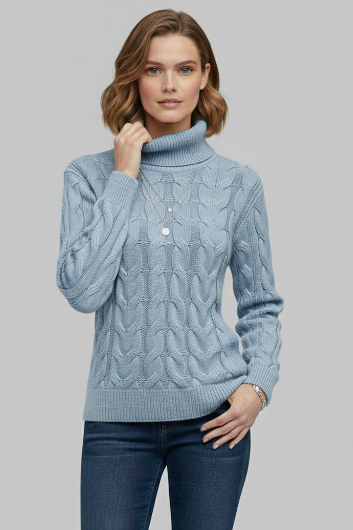 Women’s Jumper with Turtleneck and Cable Texture