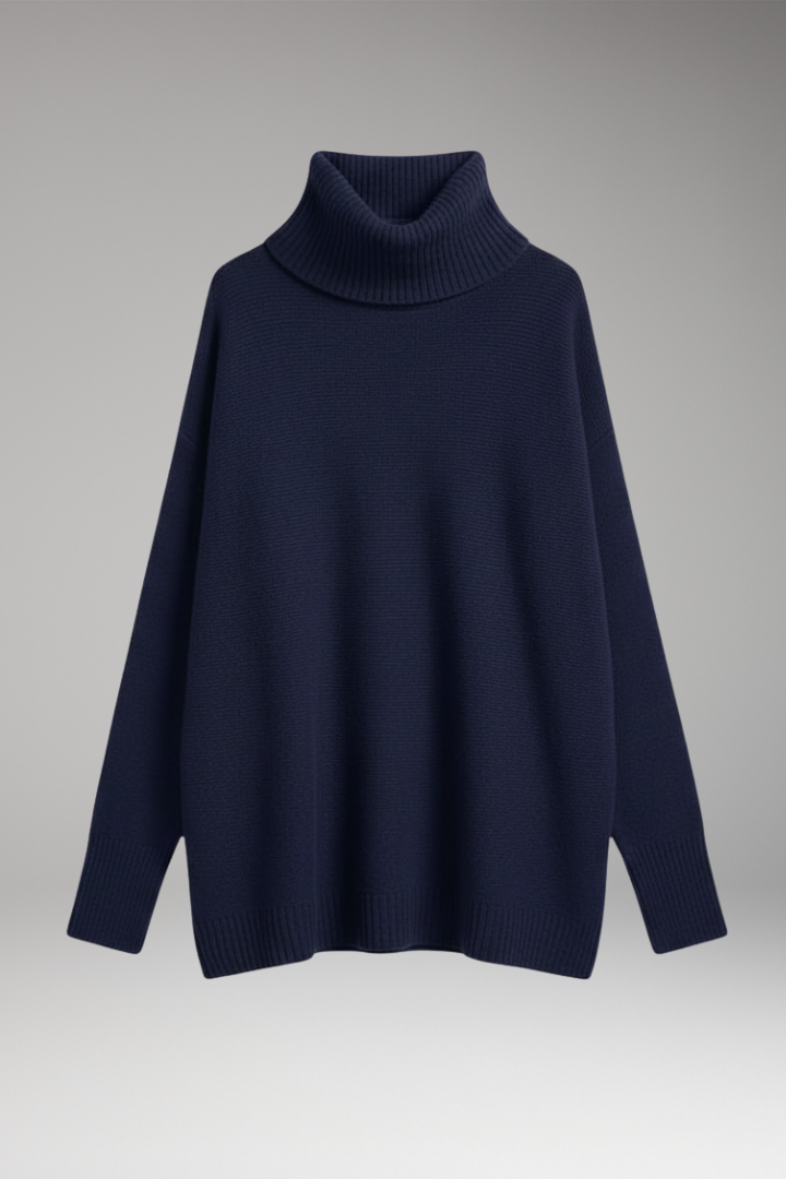 Women’s Jumper with Turtleneck and Ribbed Surface