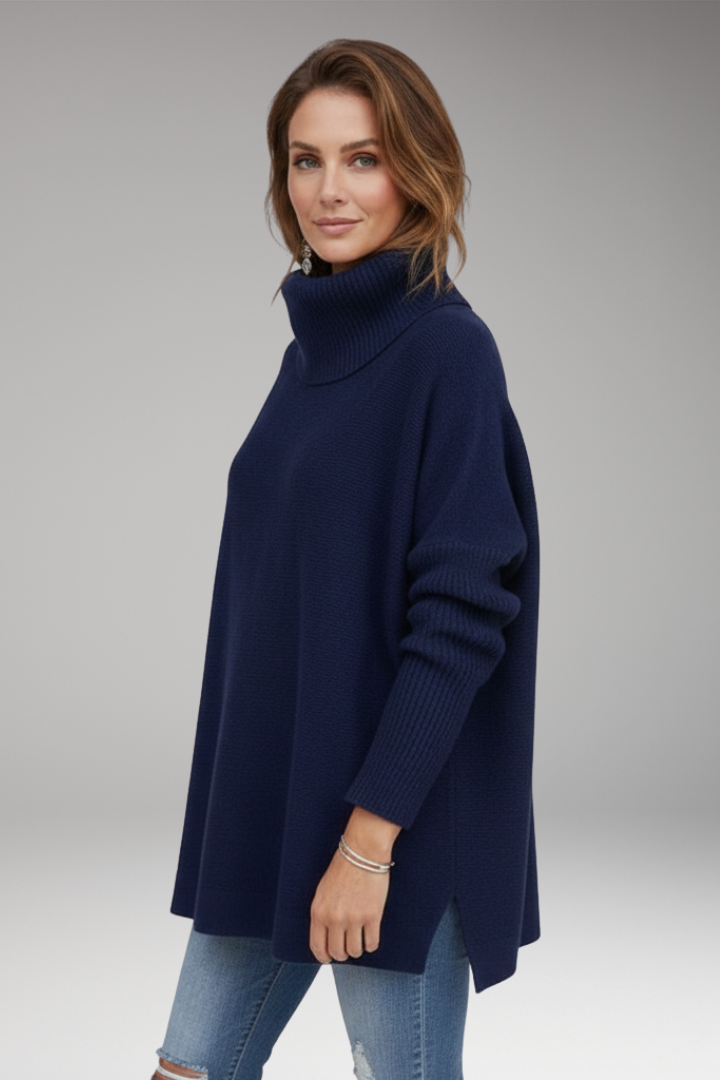 Women’s Jumper with Turtleneck and Ribbed Surface