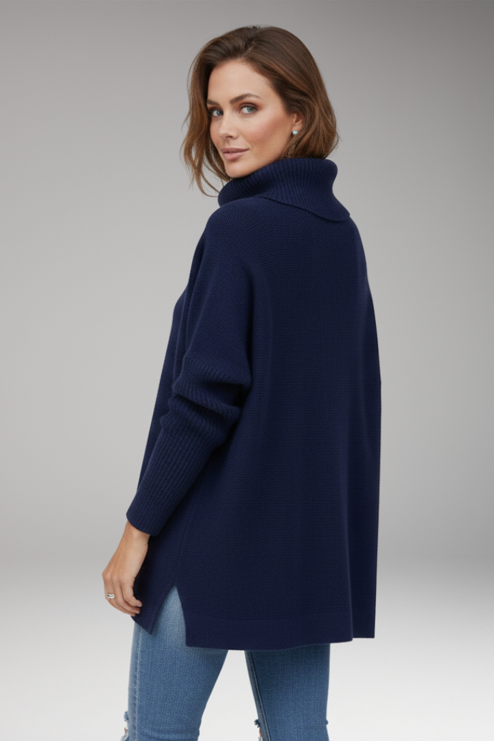 Women’s Jumper with Turtleneck and Ribbed Surface