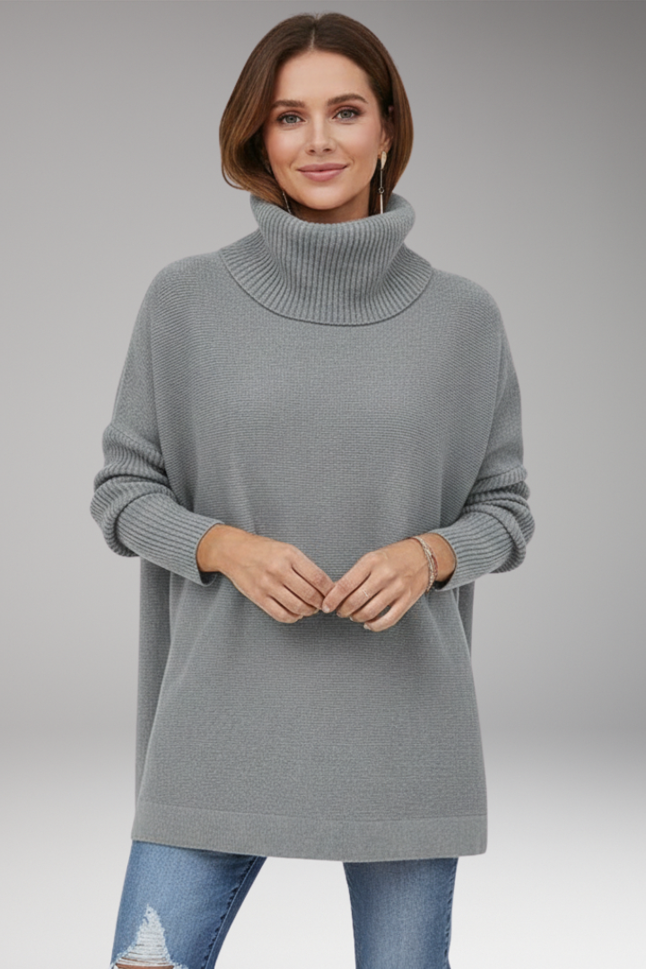Women’s Jumper with Turtleneck and Ribbed Surface