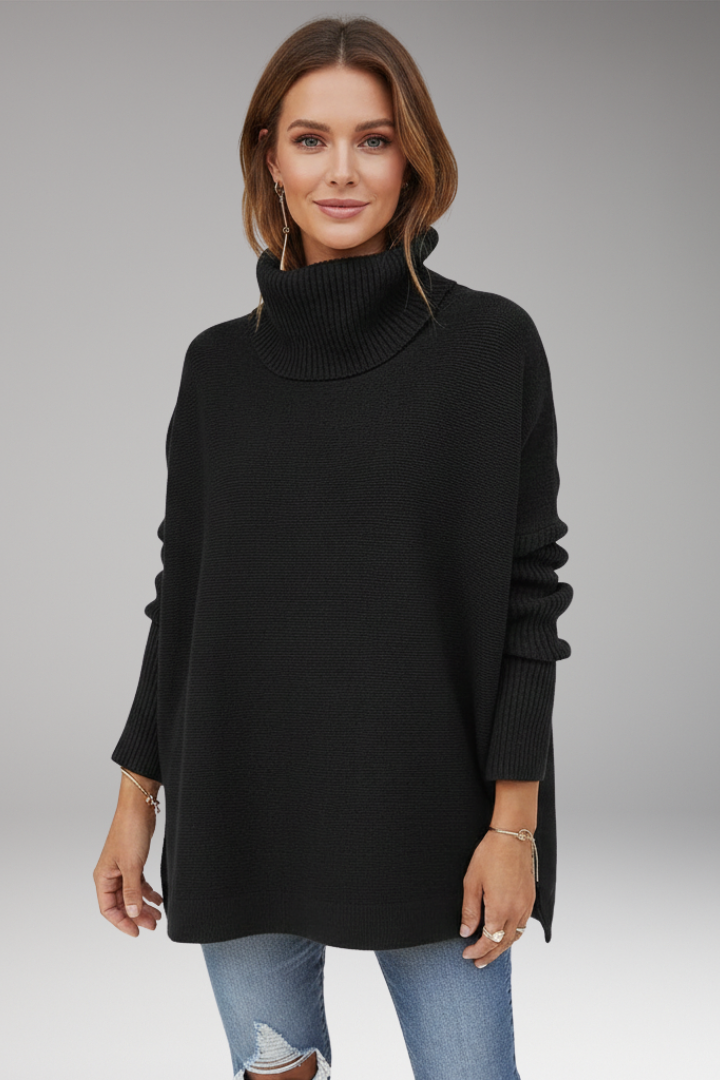 Women’s Jumper with Turtleneck and Ribbed Surface