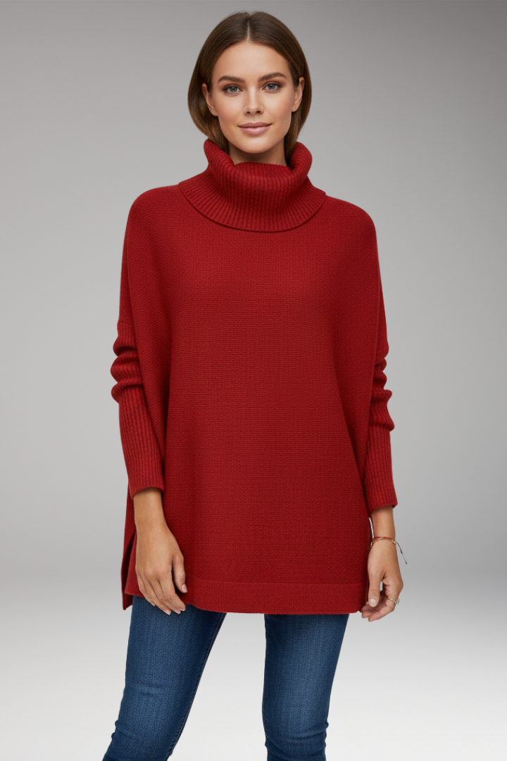 Women’s Jumper with Turtleneck and Ribbed Surface