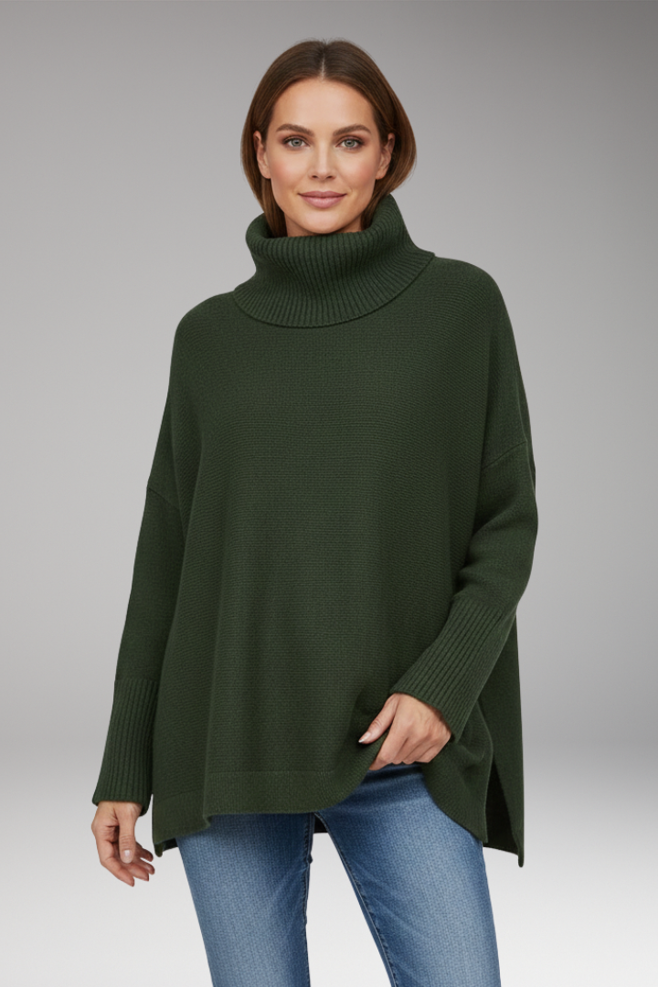 Women’s Jumper with Turtleneck and Ribbed Surface