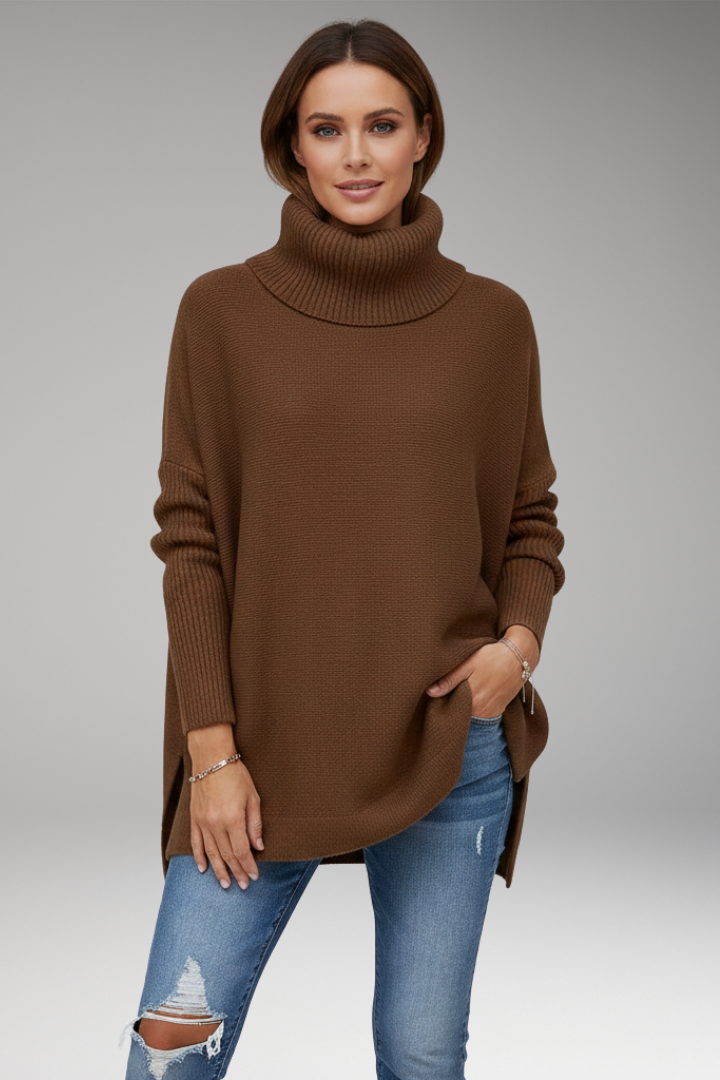 Women’s Jumper with Turtleneck and Ribbed Surface
