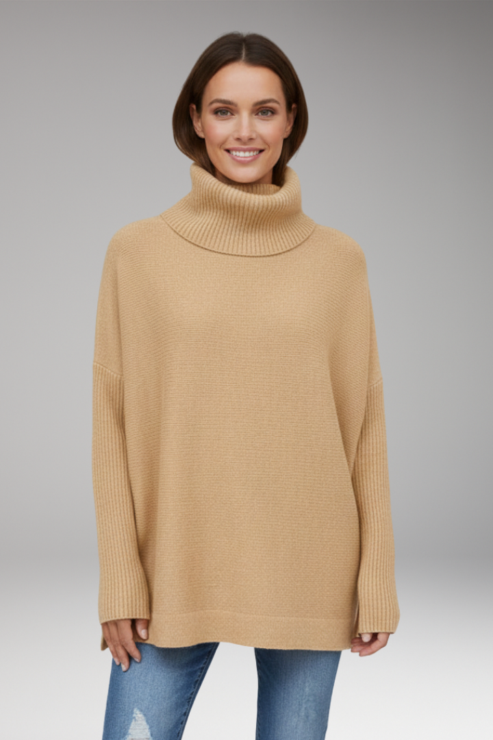 Women’s Jumper with Turtleneck and Ribbed Surface