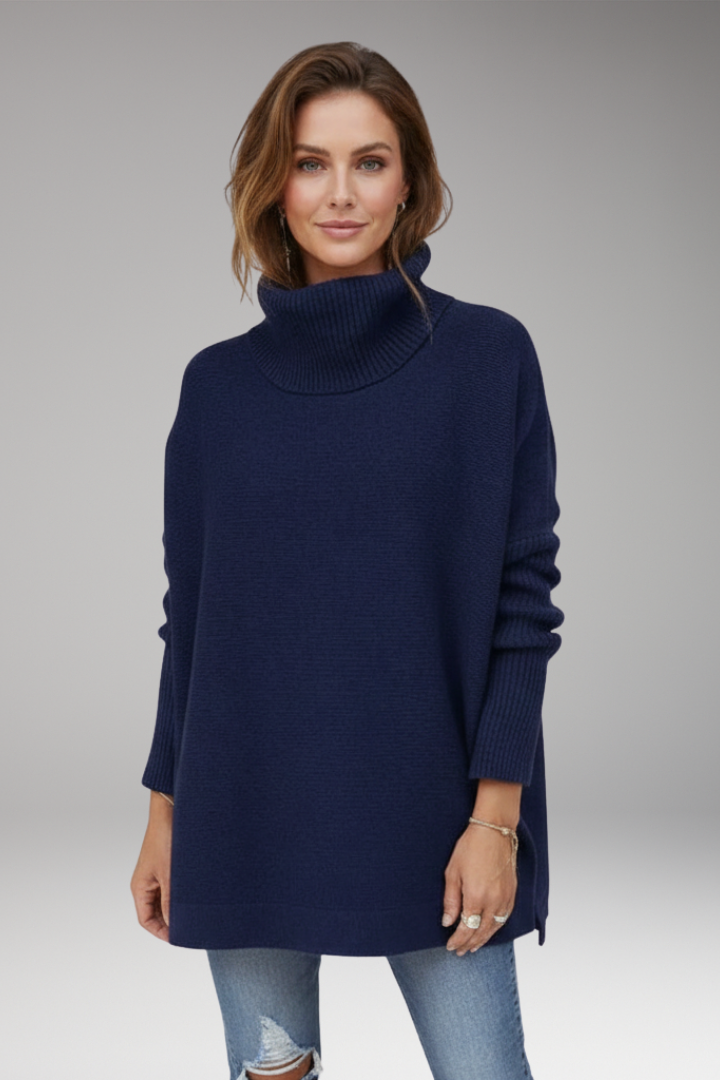 Women’s Jumper with Turtleneck and Ribbed Surface