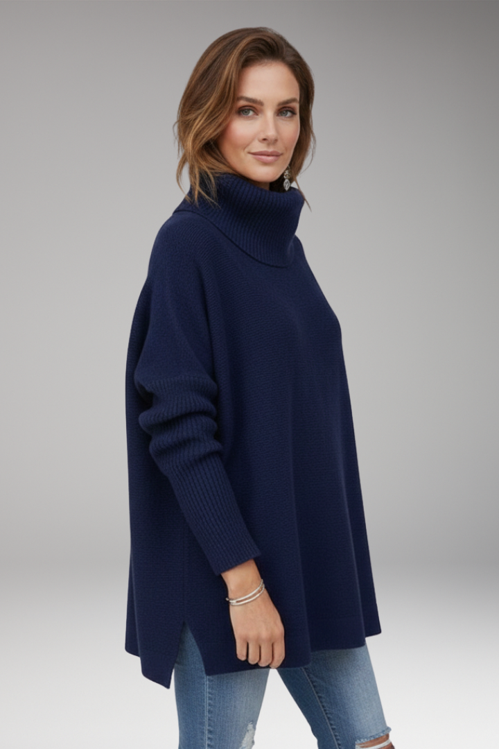 Women’s Jumper with Turtleneck and Ribbed Surface