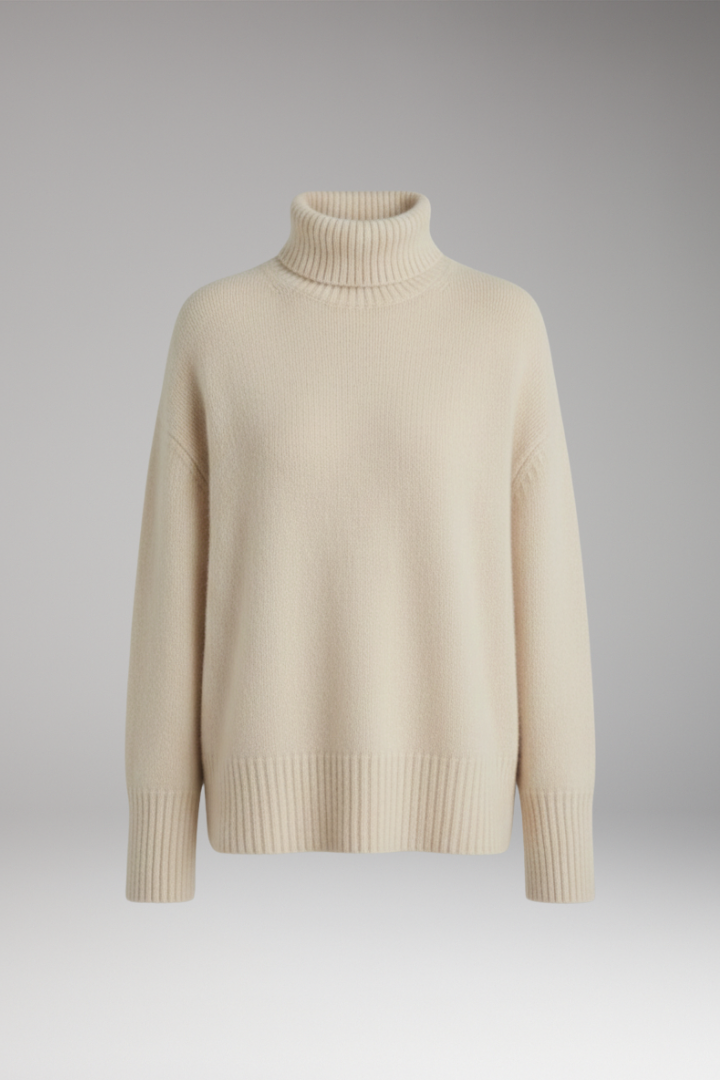 Women’s Jumper with Turtleneck and Ribbed Trim