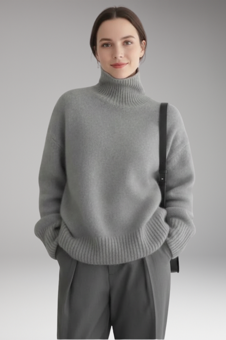 Women’s Jumper with Turtleneck and Ribbed Trim