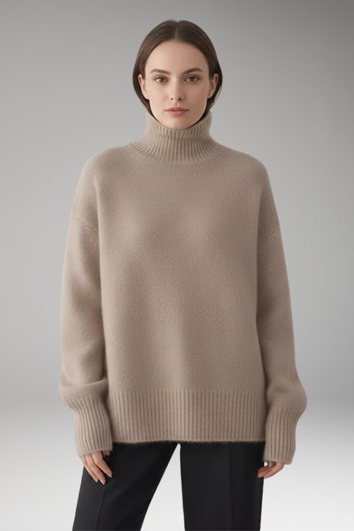 Women’s Jumper with Turtleneck and Ribbed Trim
