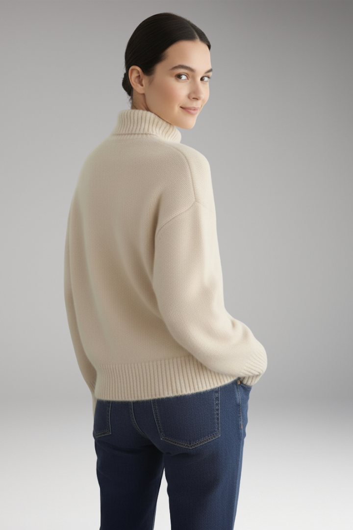Women’s Jumper with Turtleneck and Ribbed Trim