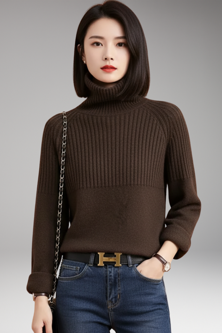Women’s Jumper with Turtleneck and Ribbed Upper