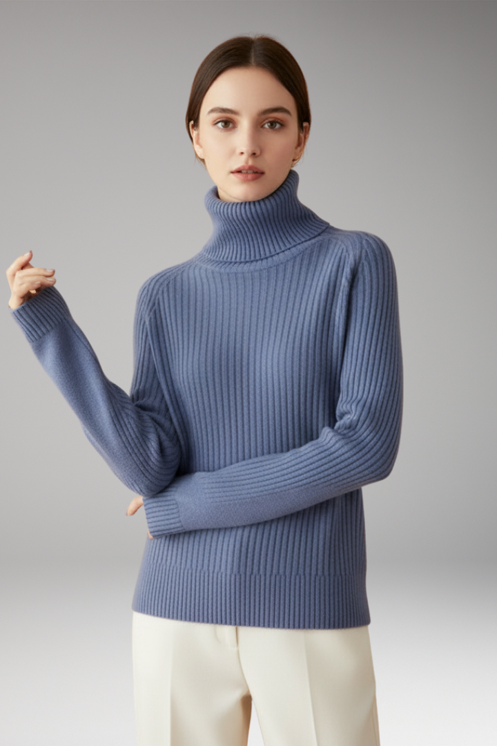 Women’s Jumper with Turtleneck and Ribbed Upper