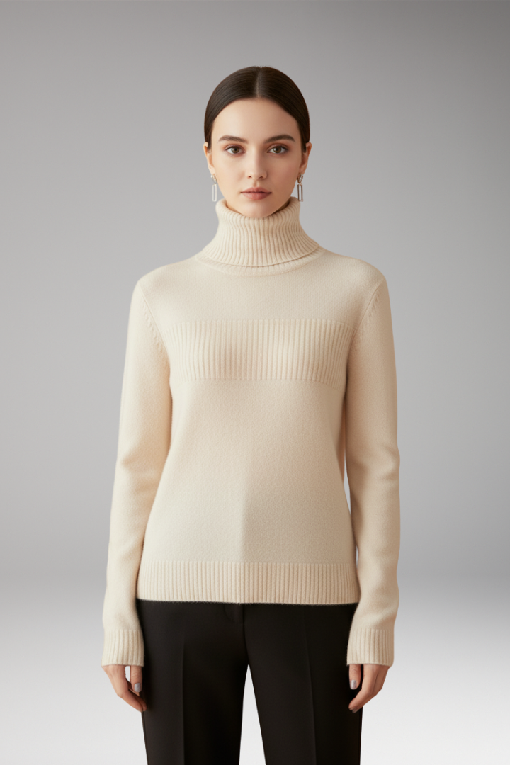 Women’s Jumper with Turtleneck and Ribbed Upper