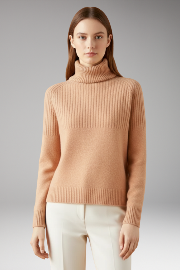 Women’s Jumper with Turtleneck and Ribbed Upper