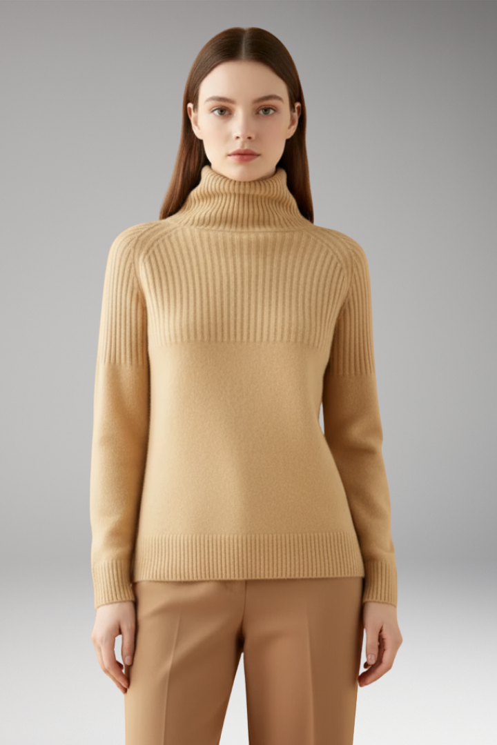 Women’s Jumper with Turtleneck and Ribbed Upper