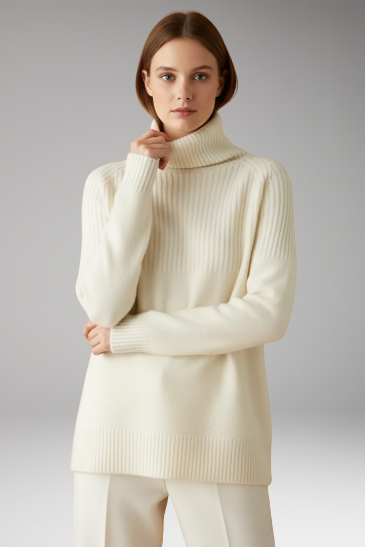 Women’s Jumper with Turtleneck and Ribbed Upper