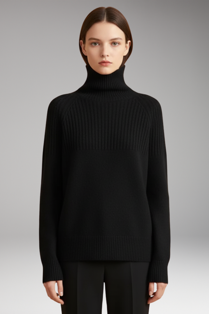 Women’s Jumper with Turtleneck and Ribbed Upper