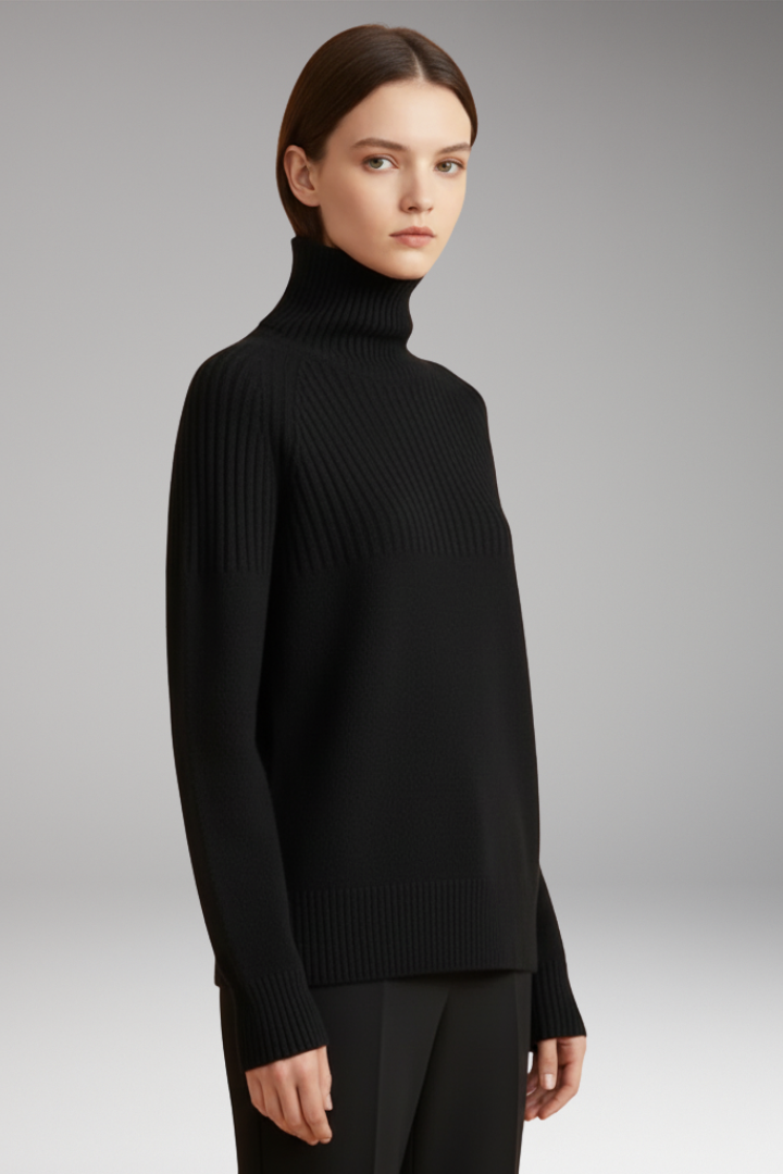 Women’s Jumper with Turtleneck and Ribbed Upper