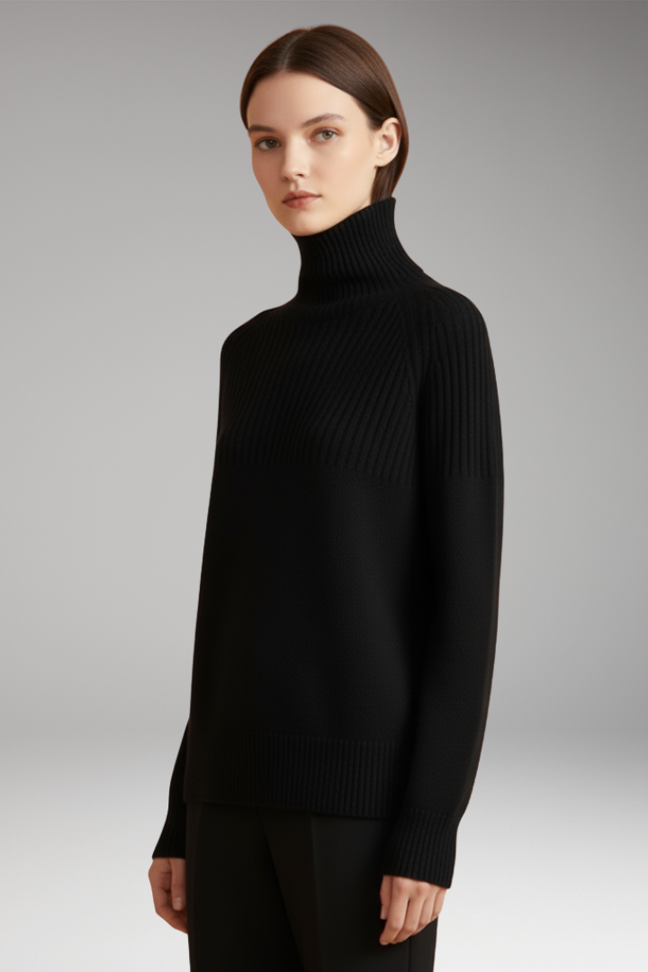 Women’s Jumper with Turtleneck and Ribbed Upper