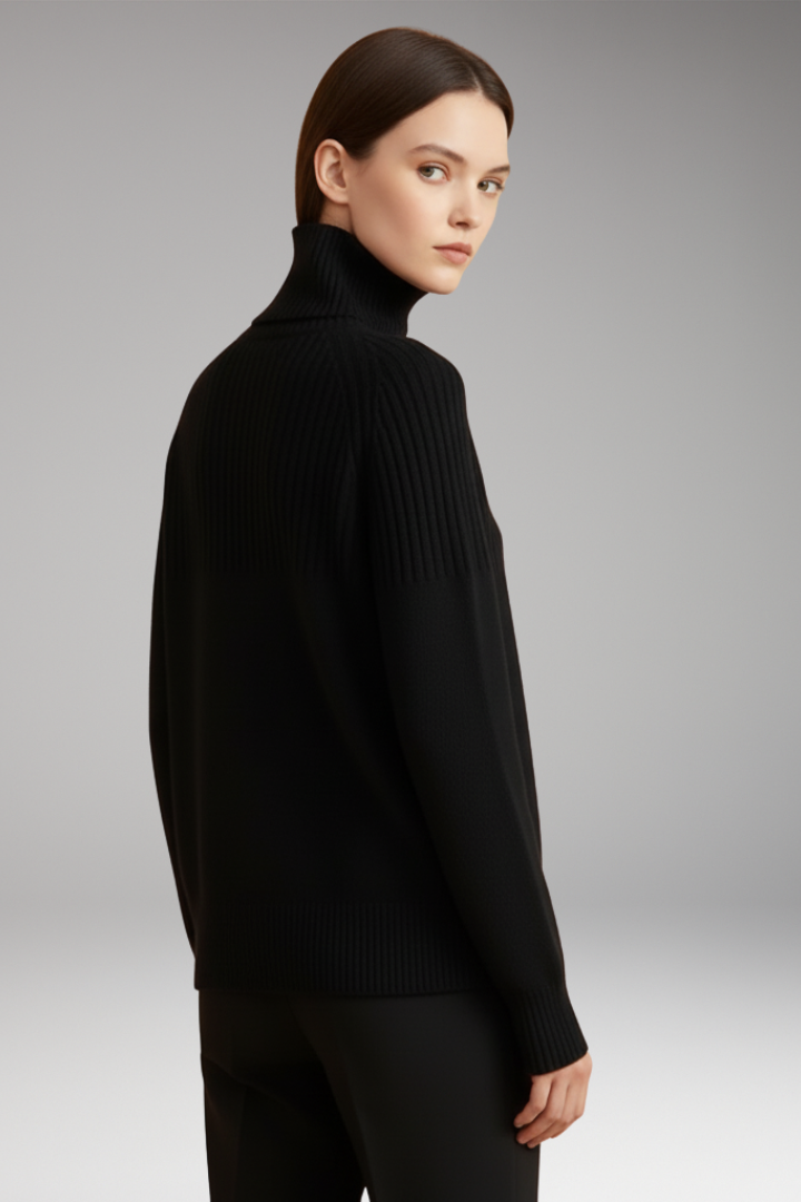 Women’s Jumper with Turtleneck and Ribbed Upper