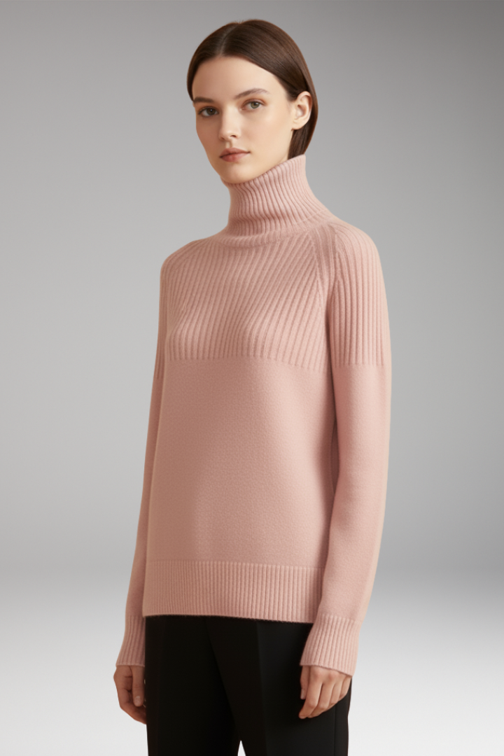 Women’s Jumper with Turtleneck and Ribbed Upper