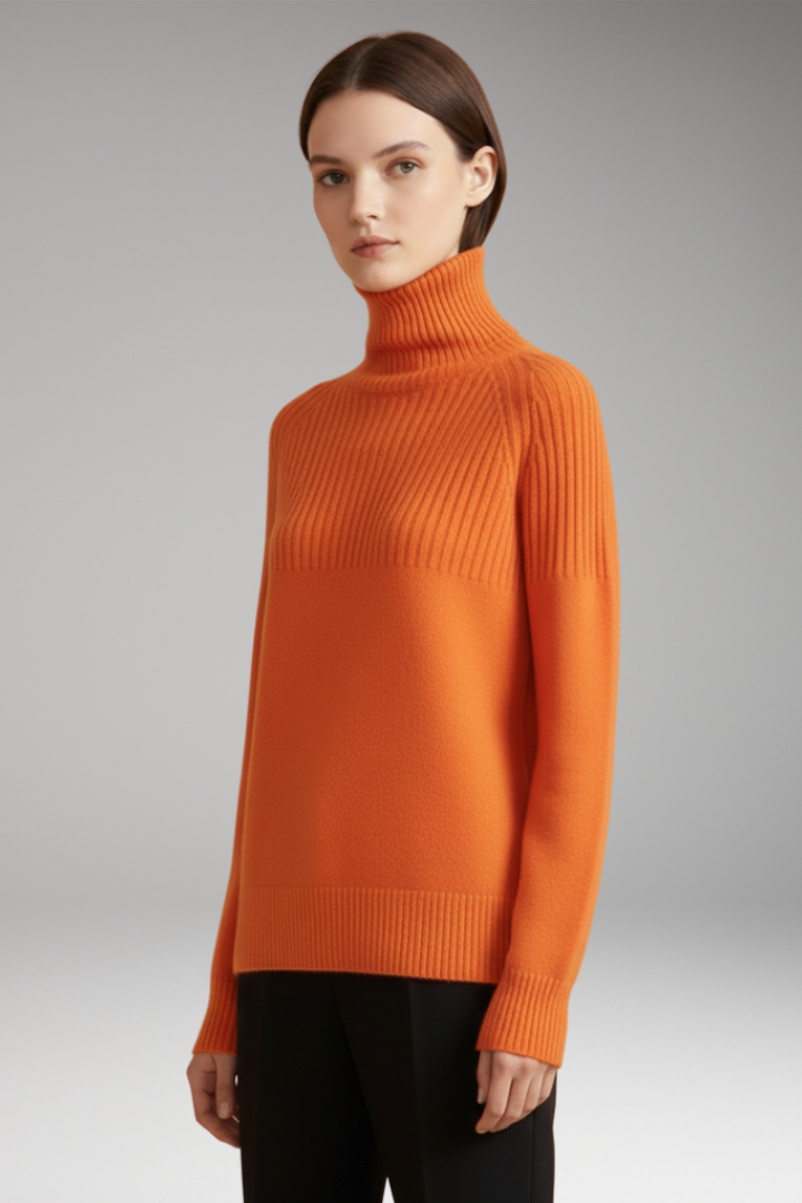 Women’s Jumper with Turtleneck and Ribbed Upper