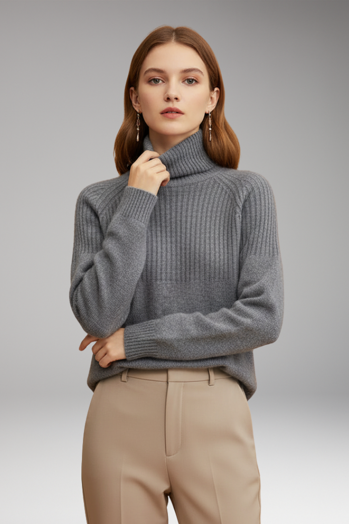 Women’s Jumper with Turtleneck and Ribbed Upper