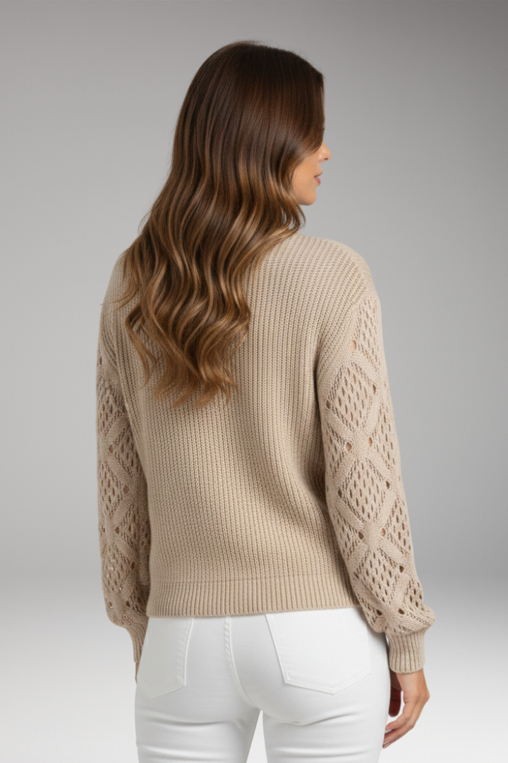 Women’s Jumper with V-Neck and Textured Knit