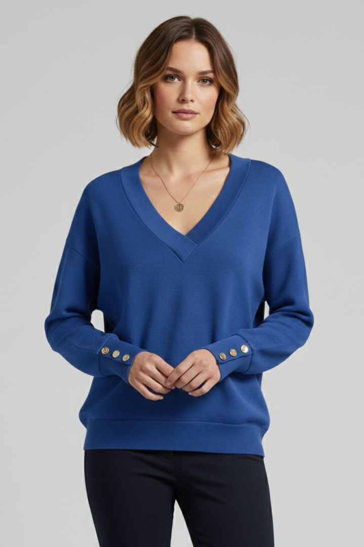 Women’s Jumper with V-Neckline and Dropped Shoulders