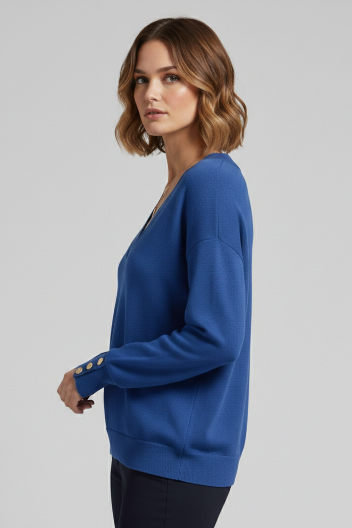 Women’s Jumper with V-Neckline and Dropped Shoulders
