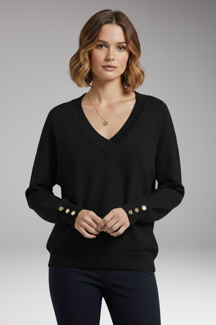 Women’s Jumper with V-Neckline and Dropped Shoulders