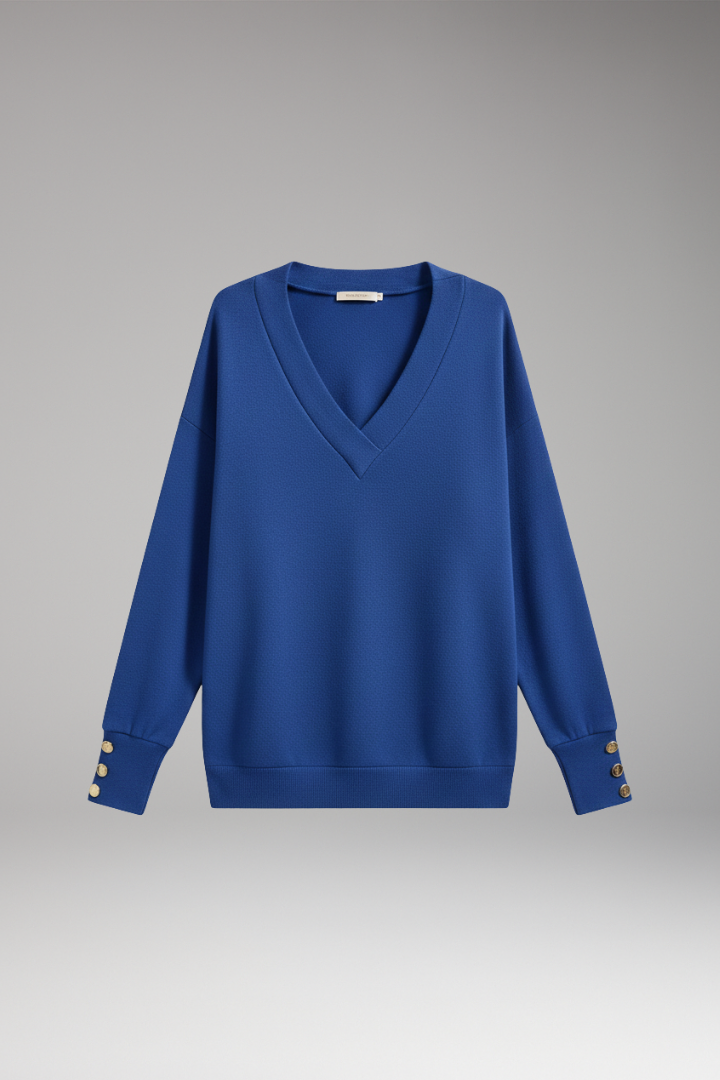 Women’s Jumper with V-Neckline and Dropped Shoulders