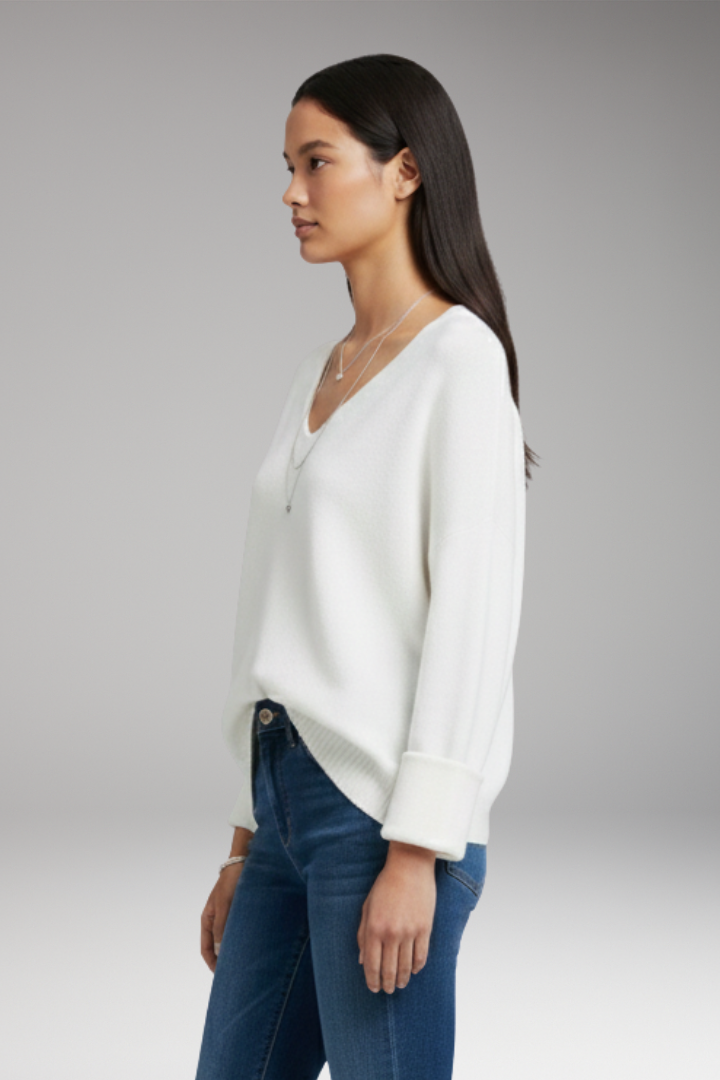 Women’s Jumper with V-Neckline and Relaxed Fit
